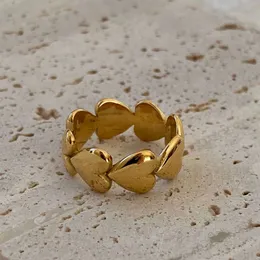 Atacado personalizado pvd banhado a manchas livres de jóias 18k anéis de ouro jóias femininas personalidade de aço inoxidável amor coração anel