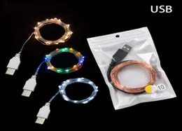Silberdraht LED-Lichterketten 10M 5M 2M USB-Lichterketten Außenlampen Luces LED-Dekoration Hochzeitsfeier-Dekoration3977141