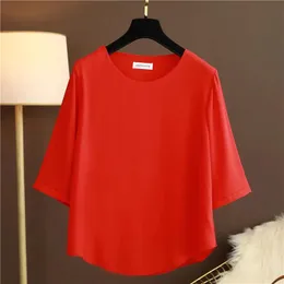 Shirts Moyisu Women Chiffon Blouses Plus Size 5xl 2022 New Summer Short Sleeve Shirts Loose Casual Female Tops Blusa De Talla Grande