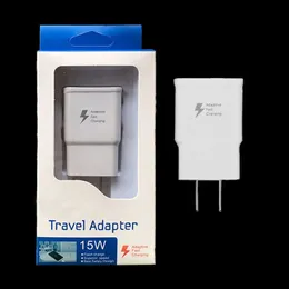 Adaptiv Adaptiv Fast Charging USB -vägg Snabbladdare Pluggar 15W 9V 1.67A 5V 2A Adapter US EU -kontakt för Samsung S21 S20 S9 S8 S7 S6 Obs 10 20 N7100