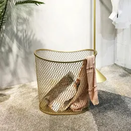 Laundry Bags Light Luxury Gold Storage Basket Hollow Out Round Organizer Nordic Versatile Practical Clothes