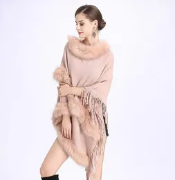 Women Fur Shawl With Tassel Sweater Poncho Faux Stole Femme Fausse Mujer Falso Pelaje Chal Scarves1953207