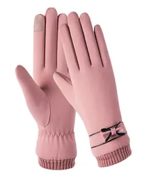 Cinq doigts gants mode hiver femmes coupe-vent imperméable interne peluche chaude dame mitaines écran tactile doux doux fem32982670