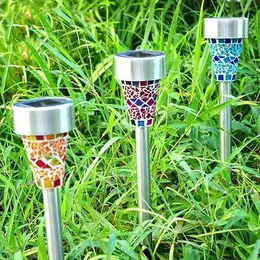 Lamps Solar Powered Lamp Solar Mosaic Border Garden Post Lights Garden Decoration Stake Light Solar Led Light Pathway Lawn Light Christm