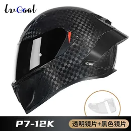 Capacetes Moto AGV Motocicleta Design Agv Segurança Conforto Agv3c Certificado Capacete Completo de Fibra de Carbono para Homens Anti Nevoeiro Chapéu de Calor de Inverno Bluetooth Fone de Ouvido Slot SERR