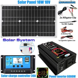 Diğer Elektronik 12V ila 110V/220V Güneş Paneli Sistemi 18V Güneş Paneli Pil Şarj Denetleyicisi 6000W Güneş İnvertör Kiti Komple Güç Üretimi 230715
