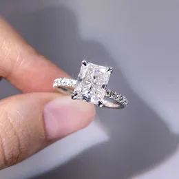 Yadis personalizado 10k 14k 18k jóias 3ct corte radiante vvs moissanite anel de noivado de diamante para mulheres