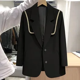 Kadınlar takım elbise moda takım elbise ceket Koreli kadınlar blazer şık denizci yaka uzun kollu mizaç dış giyim ropa mujer gündelik vintage ceket