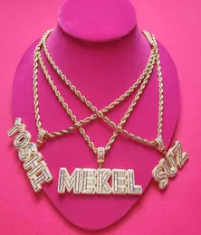 Grandbling personnalisé pendentif glacé Zircon lettres Nekclace avec corde chaîne tour de cou femmes Hiphop collier pour Man3309614