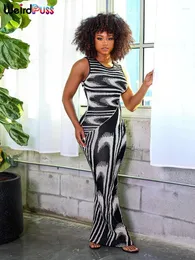 Casual Kleider Oansatz Sommer Mode Streetwear Maxi Bodycon Vestidos Zebra Gestreiften Kleid Frauen Ärmellose Dünne Stretchy