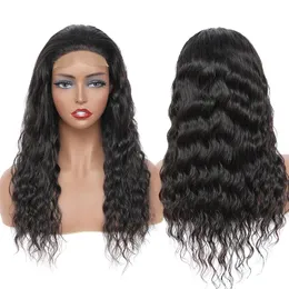 Perucas 38 40 cabelo remy humano completo fechamento do laço perucas dianteiras para preto feminino corpo reto onda de água profunda kinky encaracolado com frontal sem cola