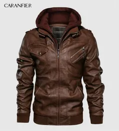 Men039s Jackets Caranfier masculino Pu capuz Jackets Coats Motocicleta Biker Faux Leather Jacket Men Classic Winter Jackets Roupos 2313981