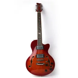 Grote Red Flame Maple 12 Strings Electric Guitar Semi Hollow Jazz Flower Inlags