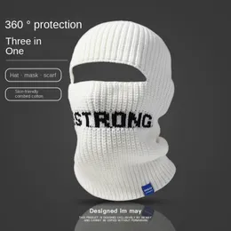 Sem cornija boné balaclava branco preto de malha headguard rosto chapéu dos homens inverno capa de cabeça quente máscara de esqui dos homens 240103