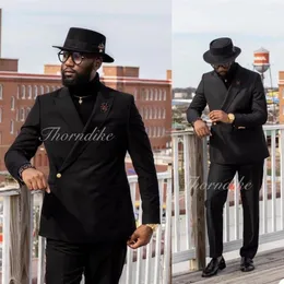 Herrdräkter Thorndike Black British Gentleman One Button Clothing Su 2 Piece Groomsmen Wedding Tuxedo Terno Masculino Slim.