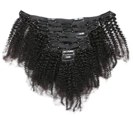Unverarbeitetes brasilianisches Echthaar, Afro-verworrene lockige Clip-in-Haarverlängerungen, 820 Zoll, natürliche Farbe für schwarze Frauen. 2022721