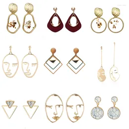 Boucles d'oreilles pendantes mode coréenne goutte ronde pour femmes géométrique creux coeur carré oreille bijoux de fête de mariage