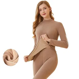 Sous-vêtements thermiques pour femmes d'hiver épais intimes coque berbère berbère 2 pièces Underpanties and-torse-maillot 240103