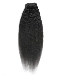 Capelli umani peruviani Kinky Straight 824 pollici Clipin Estensioni dei capelli Colore naturale Yaki Clip su prodotti per capelli 120g1903984