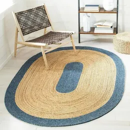 Carpets Rug Oval Jute Carpet Natural Farmhouse Rustic Handmade Stylish Mat Bedroom Decor