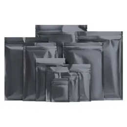 7x10cm 200pcs Reclosable Black Mylar 포장 가방 음식 샘플 파워 포장 가방 선물 및 공예 패키지 저장 PMIVN