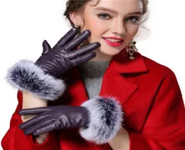 VISNXGI gants en Faux cuir femme mode noir automne hiver fourrure de lapin épais imperméable Ski extérieur coupe-vent accessoires 3010266