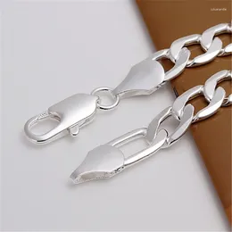 Link Bracelets Fashion DIY Jewelry 925 Sterling Silver Men's Chain 12MM Figaro Bracelet Lobster Clasp
