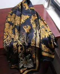2020 varumärkesdesign Silksjalor för kvinnor 140140 cm stora fyrkantiga halsdukar och sjalar Wraps Hijabs Winter Pashmina Beach Coverup Winte7803584