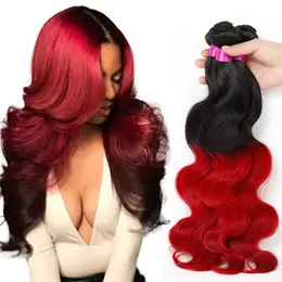 Wefts Brazilian Virgin Hair Bundles Body Wave Hair Weaves 1B/27 1B/4/27 1B/99j 1B/30 1B/Red Human Ombre Hair Extensions