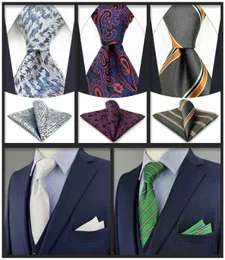 Listras coloridas de paisley 160cm 63 "gravatas de tamanho extra longo masculinas e conjuntos quadrados de bolso presentes de seda acessórios de casamento j22083016353