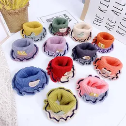 Halsdukar Spring Autumn Kids NeckerChief Solid Color Children Knit Wool O Ring Neck Collar Boy Girl Girl Outdoor Protect Winter Warm Baby Scarf