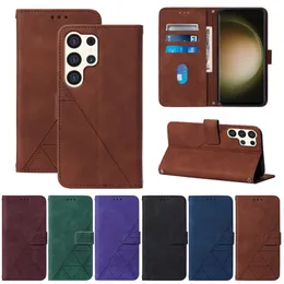 Business Cases For Samsung S24 A35 A55 MOTO Edge 40 Neo G Play 2024 4G Power 2024 5G ID Card Slot Hand Feeling Line Skin Feel Print Leather Wallet Holder Flip Cover Pouches