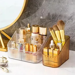 Caixas de armazenamento desktop organizador de maquiagem batom unha polonês jewerly escova titular do banheiro skincare caixa cosmética