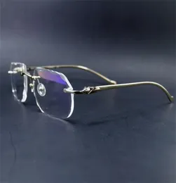 Diamond Cut Gereeglasses Frame Clear Rimless Eye Glasses Frame för män och kvinnor Lyxiga glasögon EE GAU3942138