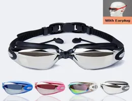 New Unisex Electroplating Antifog UV Swimming Diving Glasses More Colors Silicone Professional Myopia Swimming Goggles Earplug2520928