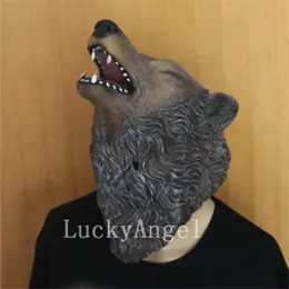 Masken Großhandel 2017 Neues Erwachsener Tierkostüm gruselige Erwachsene Full Head Latex Gummi Wolf Hunde Maske Halloween Cosplay Custome Requisiten kostenlos Shi