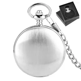 Pocket Saatler Klasik Vintage Fırçalı Gümüş Mekanik Saat El Sikme Hareketi Lüks Antika Zamanlı Hediye Adamları Kutu