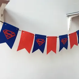 Decoração de festa feliz aniversário heróis feltro banner super homem decorações suprimentos para casa crianças decoração do quarto pendurado