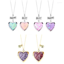 Chains 2x Heart-shaped Po Box Necklace Friends Gift For Sister