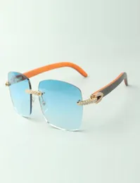 Солнцезащитные очки Direct s среднего размера с бриллиантами 3524025 и дизайнерскими оранжевыми деревянными дужками, размер 18135 мм9605873
