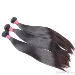 Tramas 100 pacotes de cabelo humano virgem não processado, cabelo brasileiro reto e sedoso, extensões de trama, 1, 3, 4 peças, dropshipping, bellahair