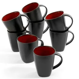 Home Soho Lounge 14 oz Tasse Red Reactive Stoare 8er-Pack Tassen Kaffeetassen Teetassen-Set Keramikbecher 240102