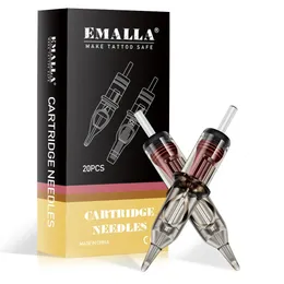 Emalla 20PCSグレータトゥーカートリッジニードル3/5/7/9/11/14RL使い捨ての滅菌カートリッジマシン用タトゥーニードルペン供給240102