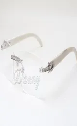Direkt mode högkvalitativa glasögonramarramarram T3524012 Vit naturliga noshörningar Horn Square Diamond Glasses 56431181