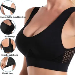 Malha sem costura mulheres sutiãs esportivos fitness ginásio correndo roupa interior à prova de choque sutiã sem fio 6xl plus size colheita superior respirável yoga sutiã 240102