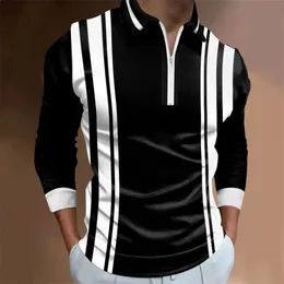 Мужская повседневная рубашка Four Seasons с длинными рукавами и цифровым 3D вертикальным принтом POLO 240103