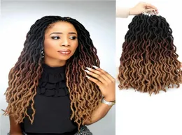 Synthetic Gypsy Locs Crochet Braiding Ombre Curly 18inch 24 Strands Goddess Faux Locs Crochet Braids Extensions Soft Dreads DreadL7810843