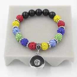 Bangle 10pcs Puzzle Autism Awareness Bracelet Crystal Beaded Bracelet with 18mm Snap buttons Charms Bracelet For Snap Jewelry Bijoux