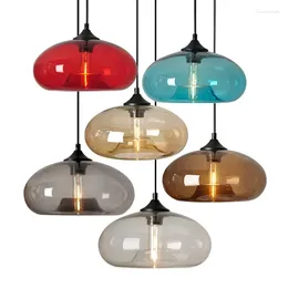 Pendant Lamps Vintage Lights American Amber Glass Lamp E27 Edison Light Bulb Dinning Room Kitchen Home Decor Planetarium