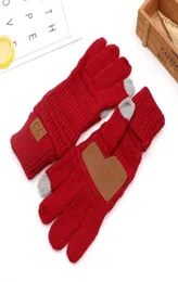 CC Örme Kış Eldivenleri Düz Renk UNISEX DOKUNCA DOĞRU ELİCİ KIŞINDA CC Örgü Dokunmatik Ekran Akıllı Cep Telefonu Beş Parmak Glove6294967